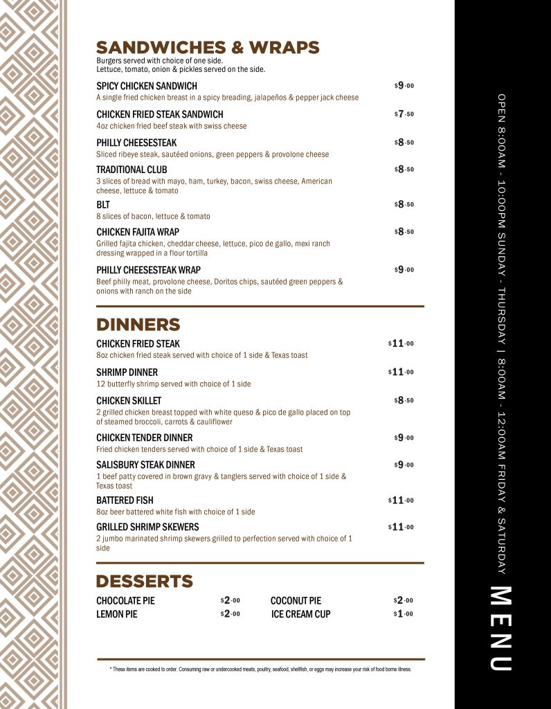 Menus Page3 Sandwiches